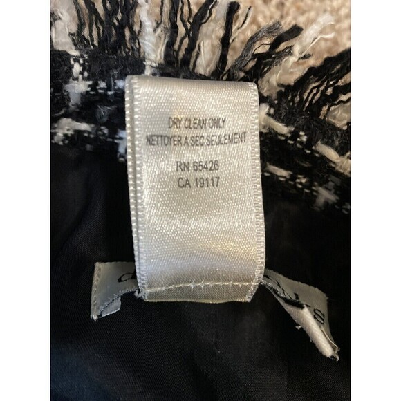 David Brooks Blazer Womens Size 10 Black White Plaid Two Buttons Fringe Classic - Picture 6 of 8